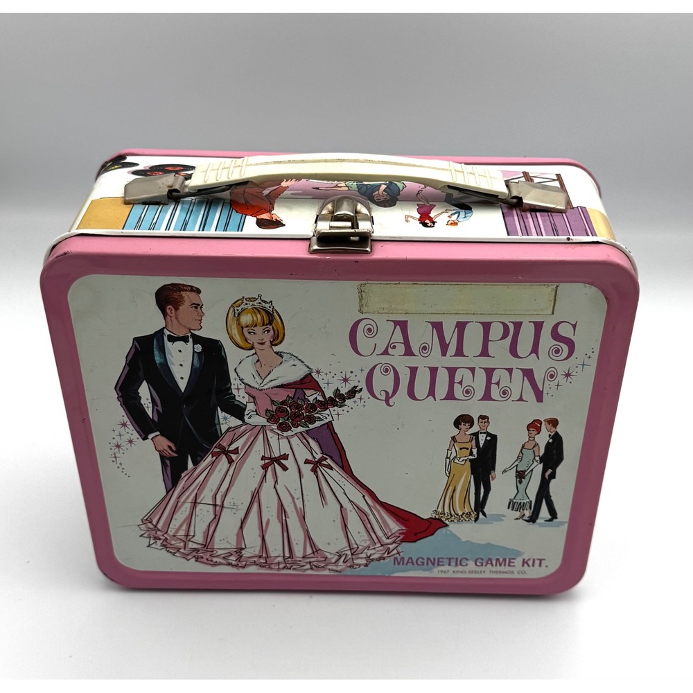 Vintage 1967 Campus Queen Metal Lunchbox & Matching Thermos Set